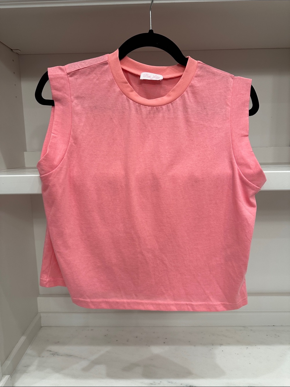 Pink Lily small Sleeveless  pink/coral Crewneck Tank Top.  Like new